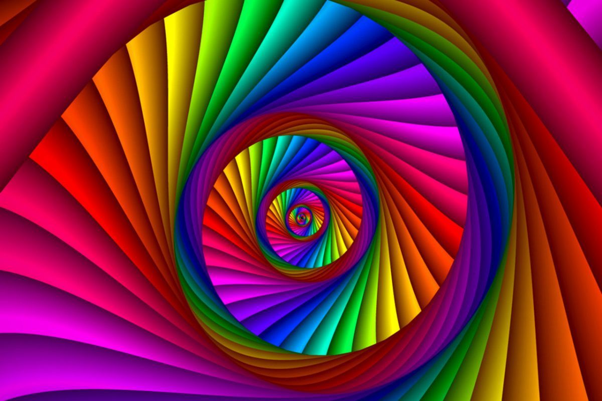Colorful spiral pattern forming a rainbow vortex