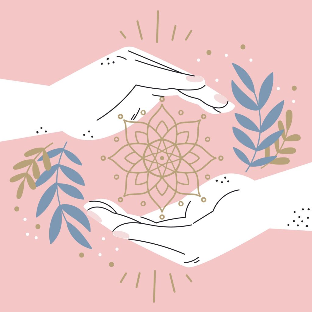 Hands forming a healing symbol illustration