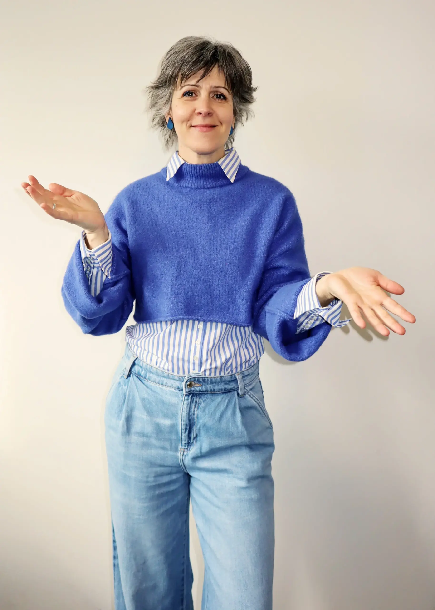 Woman gesturing with open hands